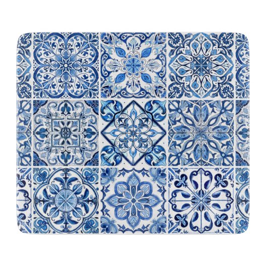 タイル地中海の,ポルトガル語, Azulejo, Majolica カッティングボード (正面)