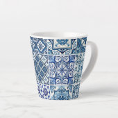 タイル地中海の,ポルトガル語, Azulejo, Majolica カフェラテマグ (右アングル)