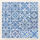 タイル地中海の，ポルトガル語， Azulejo, Majolica ガラスコースター (正面)