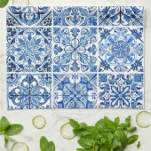 タイル地中海の，ポルトガル語， Azulejo, Majolica キッチンタオル (折り畳み)