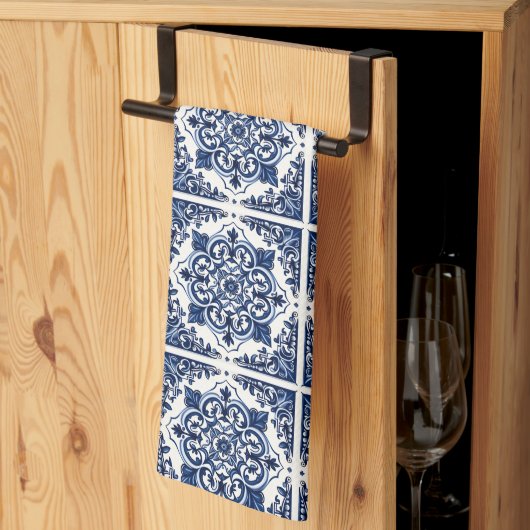 タイル地中海の,ポルトガル語, Azulejo, Majolica キッチンタオル (三つ折り)