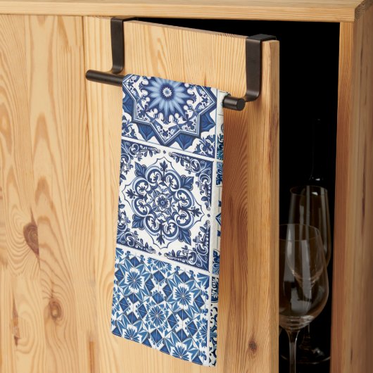 タイル地中海の,ポルトガル語, Azulejo, Majolica キッチンタオル (三つ折り)