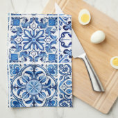 タイル地中海の，ポルトガル語， Azulejo, Majolica キッチンタオル (四つ折り)