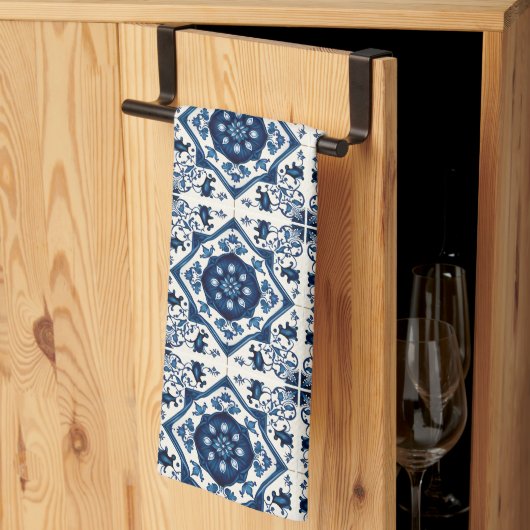 タイル地中海の,ポルトガル語, Azulejo, Majolica キッチンタオル (三つ折り)
