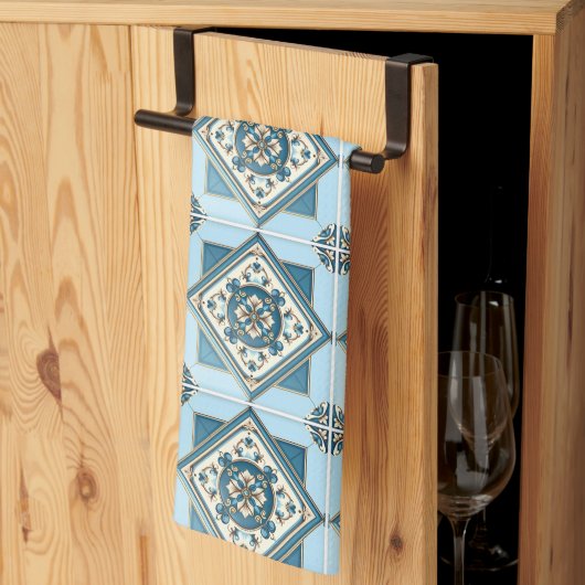 タイル地中海の,ポルトガル語, Azulejo, Majolica キッチンタオル (三つ折り)