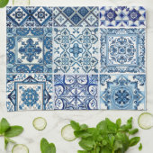 タイル地中海の，ポルトガル語， Azulejo, Majolica キッチンタオル (折り畳み)