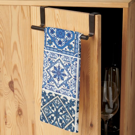 タイル地中海の,ポルトガル語, Azulejo, Majolica キッチンタオル (三つ折り)