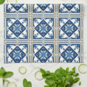 タイル地中海の,ポルトガル語, Azulejo, Majolica キッチンタオル (折り畳み)