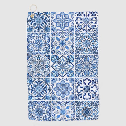 タイル地中海の，ポルトガル語， Azulejo, Majolica ゴルフタオル (正面)