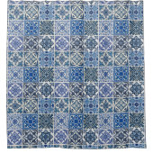 タイル地中海の,ポルトガル語, Azulejo, Majolica シャワーカーテン (正面)