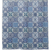 タイル地中海の，ポルトガル語， Azulejo, Majolica シャワーカーテン (正面)