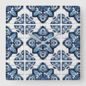タイル地中海の，ポルトガル語， Azulejo, Majolica スクエア壁時計 (正面)