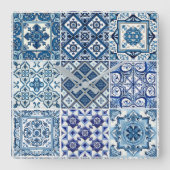 タイル地中海の,ポルトガル語, Azulejo, Majolica スクエア壁時計 (正面)