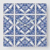 タイル地中海の,ポルトガル語, Azulejo, Majolica スクエア壁時計 (正面)