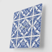 タイル地中海の,ポルトガル語, Azulejo, Majolica スクエア壁時計 (傾斜)