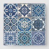 タイル地中海の,ポルトガル語, Azulejo, Majolica スクエア壁時計 (正面)