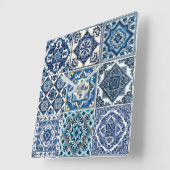 タイル地中海の,ポルトガル語, Azulejo, Majolica スクエア壁時計 (傾斜)