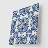 タイル地中海の,ポルトガル語, Azulejo, Majolica スクエア壁時計 (傾斜)
