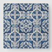 タイル地中海の,ポルトガル語, Azulejo, Majolica スクエア壁時計 (正面)