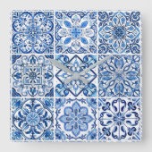 タイル地中海の，ポルトガル語， Azulejo, Majolica スクエア壁時計 (正面)