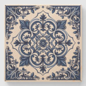 タイル地中海の，ポルトガル語， Azulejo, Majolica ストーンコースター (正面)