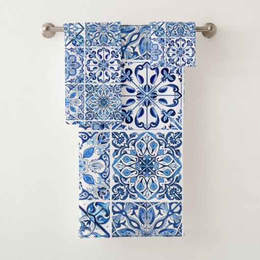 タイル地中海の,ポルトガル語, Azulejo, Majolica バスタオルセット (インサイチュ)