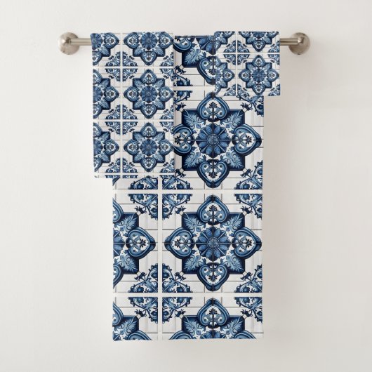 タイル地中海の,ポルトガル語, Azulejo, Majolica バスタオルセット (インサイチュ)