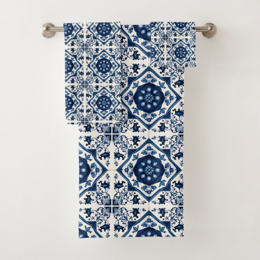 タイル地中海の,ポルトガル語, Azulejo, Majolica バスタオルセット (インサイチュ)