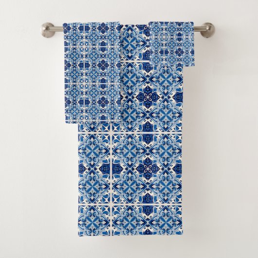 タイル地中海の,ポルトガル語, Azulejo, Majolica バスタオルセット (インサイチュ)