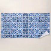 タイル地中海の,ポルトガル語, Azulejo, Majolica ビーチタオル (正面)