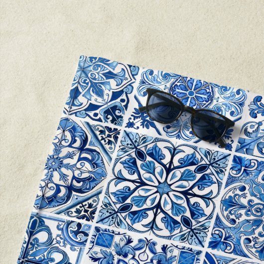 タイル地中海の,ポルトガル語, Azulejo, Majolica ビーチタオル (インサイチュ)