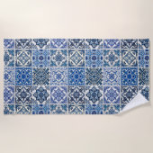 タイル地中海の，ポルトガル語， Azulejo, Majolica ビーチタオル (正面)