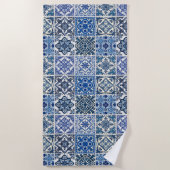 タイル地中海の，ポルトガル語， Azulejo, Majolica ビーチタオル (正面)