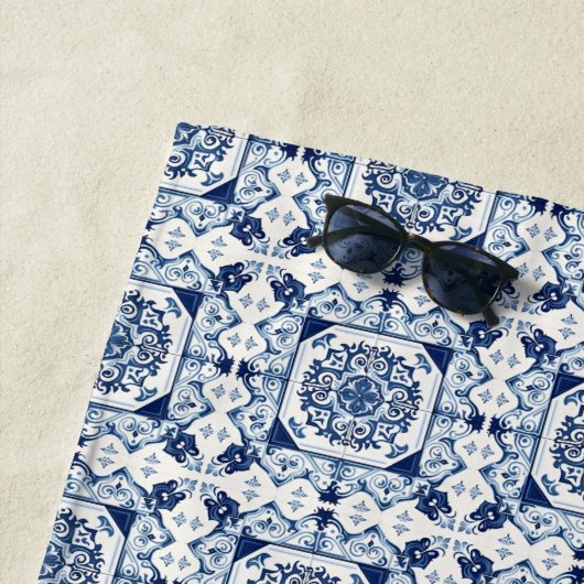 タイル地中海の，ポルトガル語， Azulejo, Majolica ビーチタオル (インサイチュ)