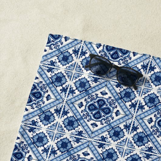 タイル地中海の,ポルトガル語, Azulejo, Majolica ビーチタオル (インサイチュ)