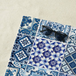 タイル地中海の,ポルトガル語, Azulejo, Majolica ビーチタオル