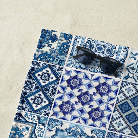 タイル地中海の，ポルトガル語， Azulejo, Majolica ビーチタオル (インサイチュ)