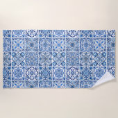 タイル地中海の，ポルトガル語， Azulejo, Majolica ビーチタオル (正面)