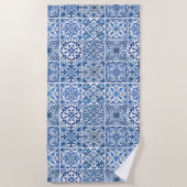 タイル地中海の，ポルトガル語， Azulejo, Majolica ビーチタオル (正面)
