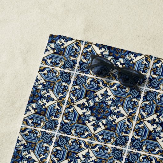 タイル地中海の，ポルトガル語， Azulejo, Majolica ビーチタオル (インサイチュ)