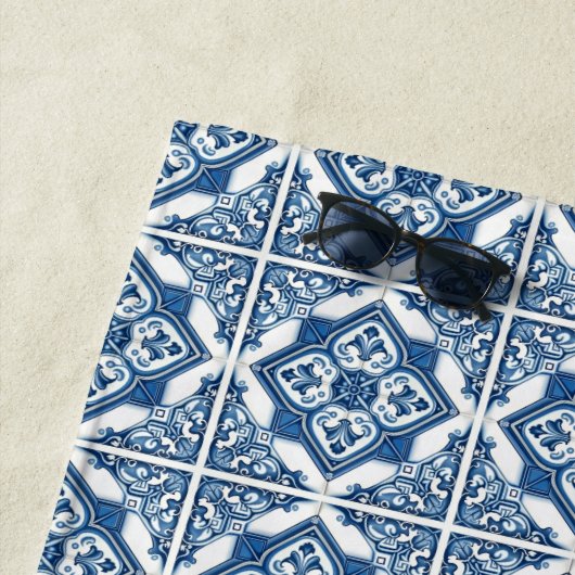 タイル地中海の，ポルトガル語， Azulejo, Majolica ビーチタオル (インサイチュ)