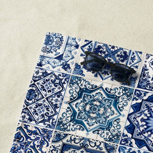 タイル地中海の，ポルトガル語， Azulejo, Majolica ビーチタオル (インサイチュ)