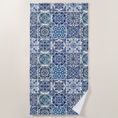 タイル地中海の，ポルトガル語， Azulejo, Majolica ビーチタオル (正面)