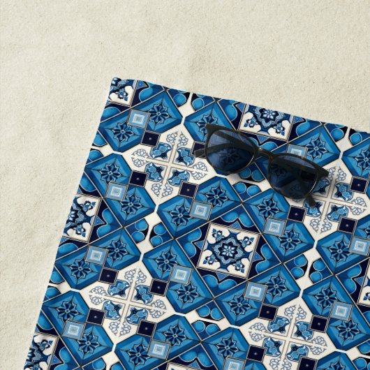 タイル地中海の，ポルトガル語， Azulejo, Majolica ビーチタオル (インサイチュ)