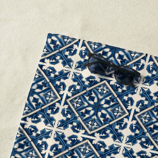 タイル地中海の，ポルトガル語， Azulejo, Majolica ビーチタオル (インサイチュ)