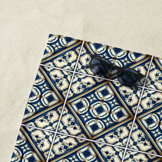 タイル地中海の，ポルトガル語， Azulejo, Majolica ビーチタオル (インサイチュ)