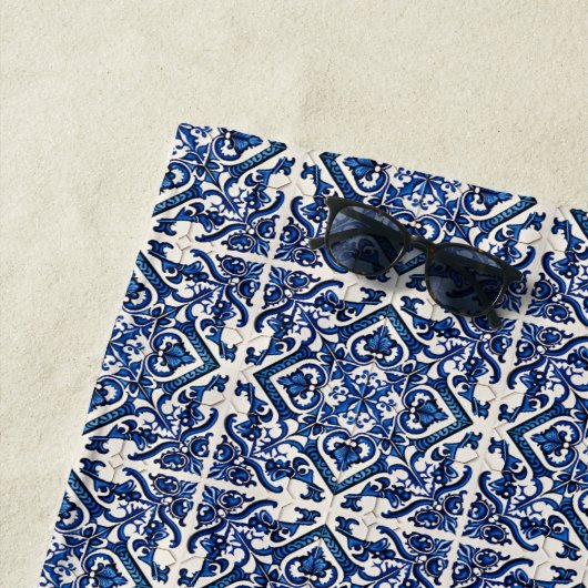 タイル地中海の，ポルトガル語， Azulejo, Majolica ビーチタオル (インサイチュ)