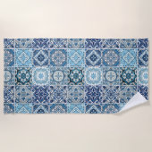 タイル地中海の，ポルトガル語， Azulejo, Majolica ビーチタオル (正面)