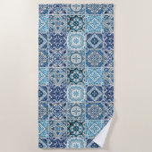 タイル地中海の，ポルトガル語， Azulejo, Majolica ビーチタオル (正面)