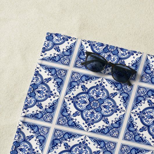 タイル地中海の，ポルトガル語， Azulejo, Majolica ビーチタオル (インサイチュ)